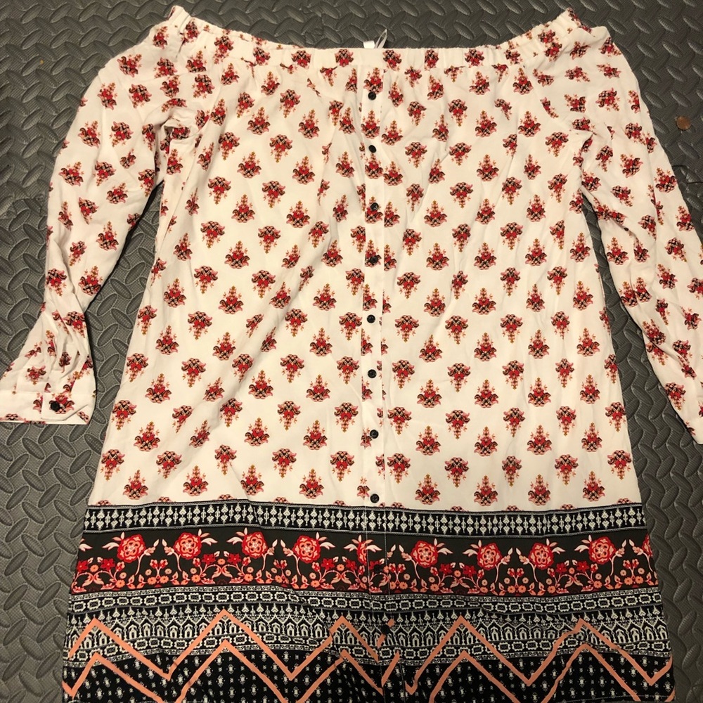 Off the shoulder long sleeve dress